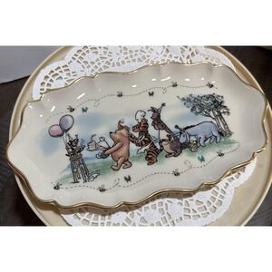 Lenox Winnie the Pooh Birthday Brigade Tray Dish Gold Trim 1998 Disney China
